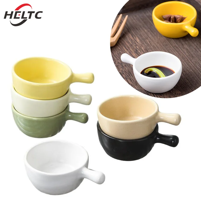 

Saucer With Handle Ceramic Small Dish Cream Color Cute Soy Sauce And Vinegar Dish For Dining Room Kitchen Ketchup Dipping Sauce