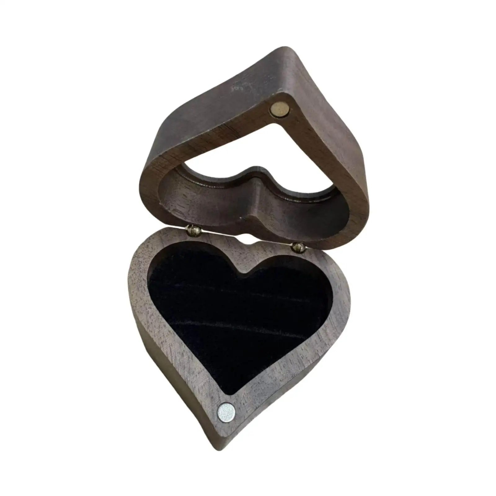 

Деревянная шкатулка для колец в форме сердца, футляр для хранения ювелирных изделий, подставка для демонстрации колец для церемоний