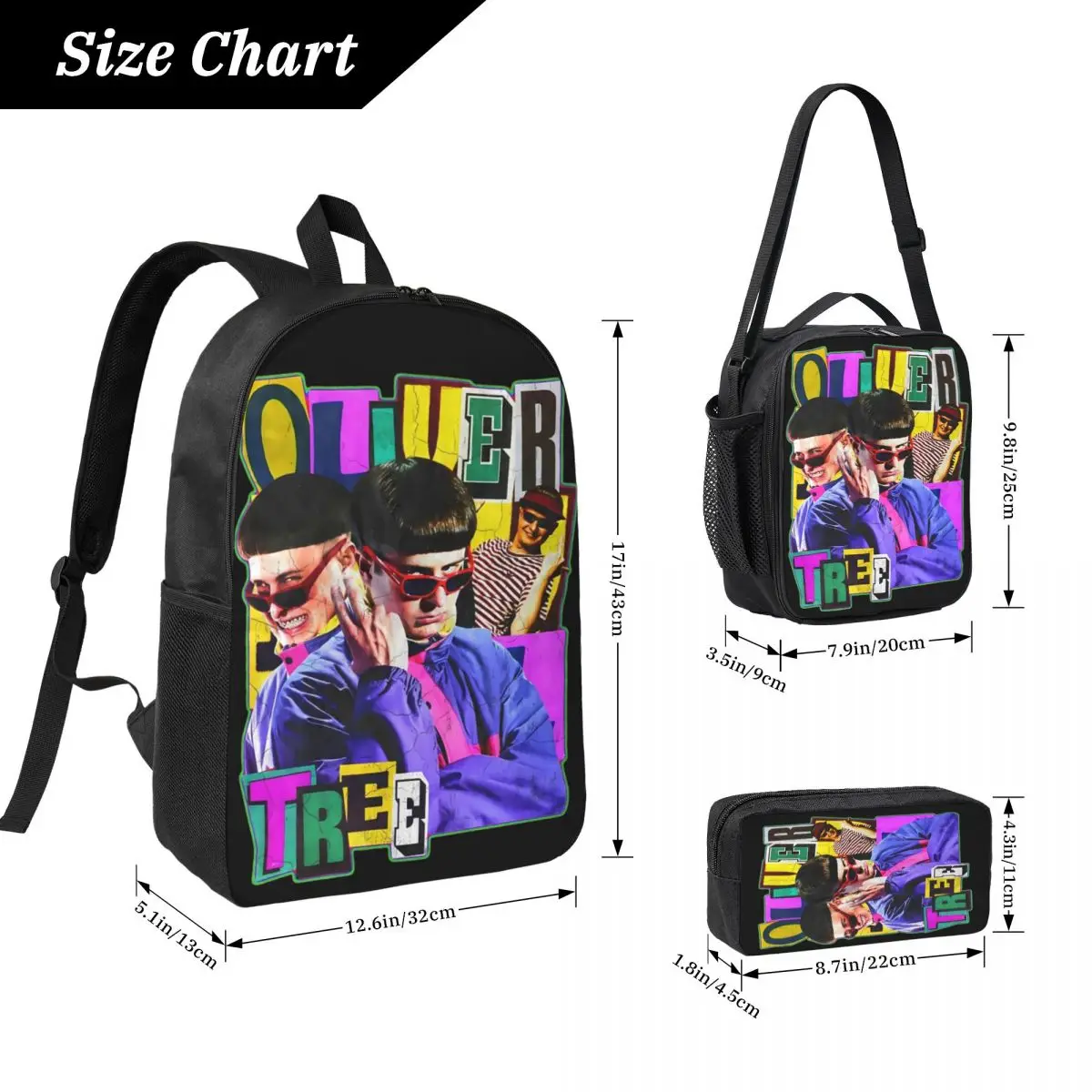 Music Oliver Tree Singer Kids Backpack Lunch Box Pen Bags for Boys Girls Preschool Backpacks Schoolbag Bookbag Set