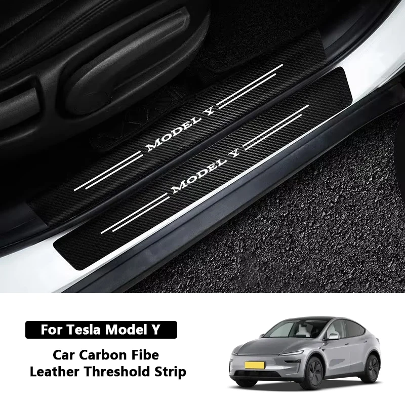 

4/5Pcs Car Door Sill Stickers Decorative Decals For Tesla Model Y 2014-2023 Auto Exterior Threshold Protective Accessories