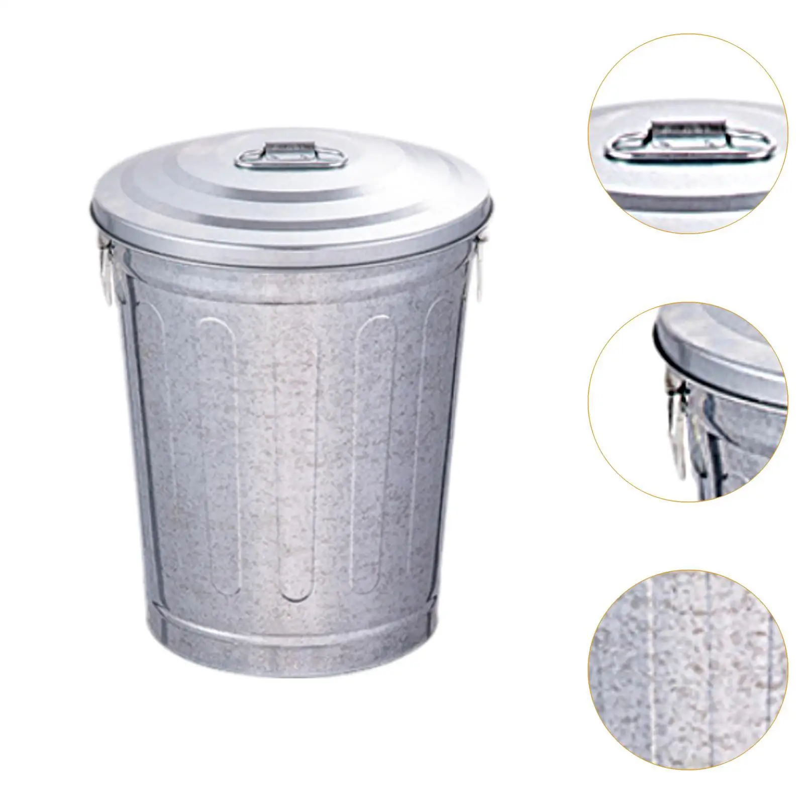 Outdoor Metal Trash Can Round Vintage Design Versatile for Garden Yard Sturdy Storage Container Compost Bin Garbage Can Bin - view 5