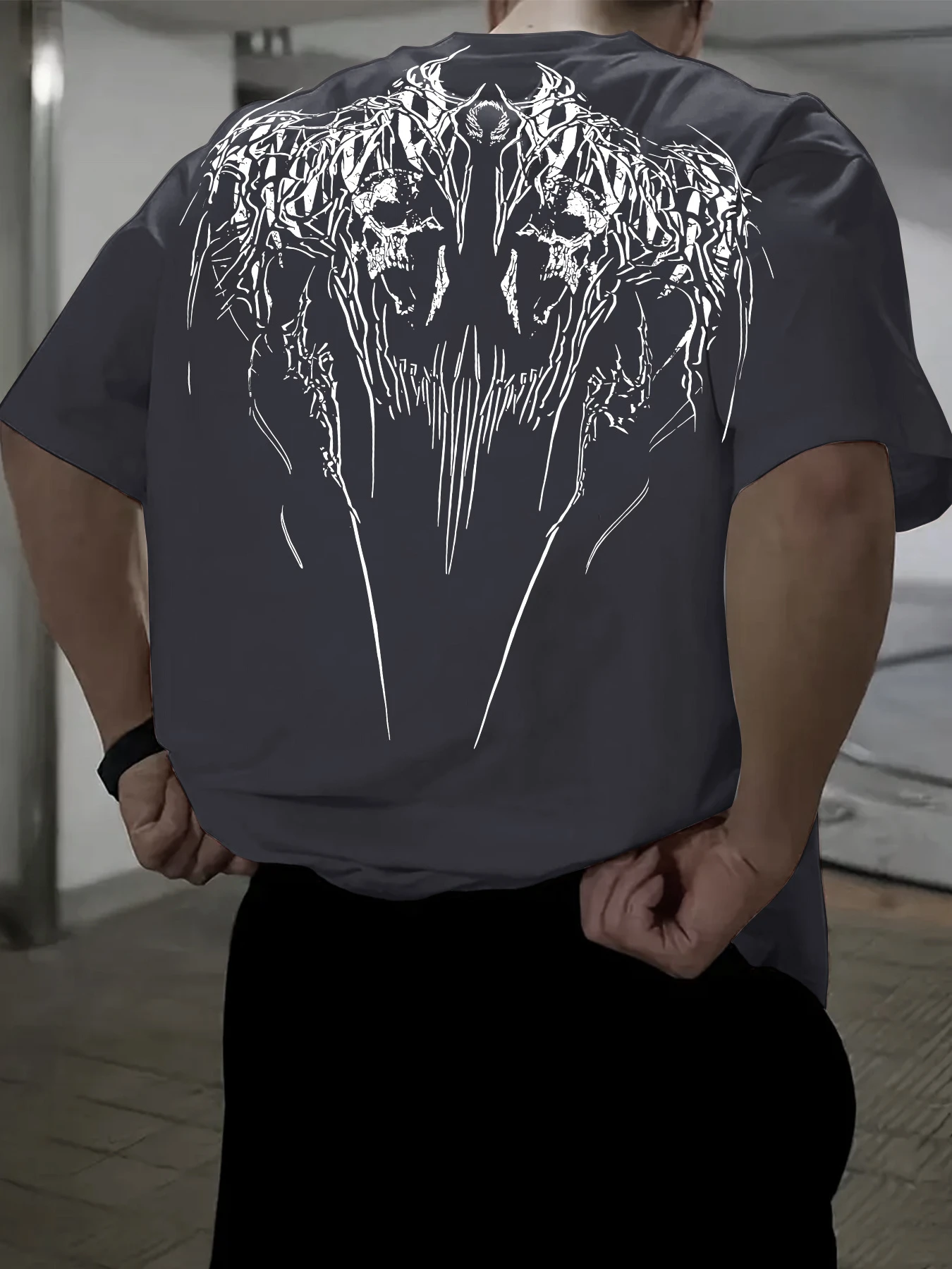 Gothic Dark Checkered Pattern Men's Summer Casual Short-Sleeve T-Shirt Men T Shirt