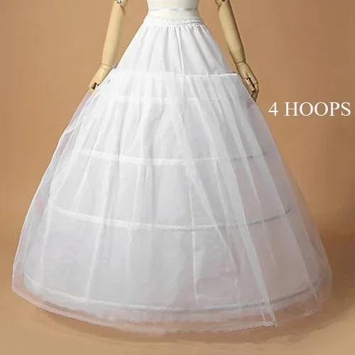 Jupon White 4 Hoops Petticoats for Wedding Dress Ball Gown Plus Size Bride Petticoat 4 Circles One Layer Tulle Underskirt