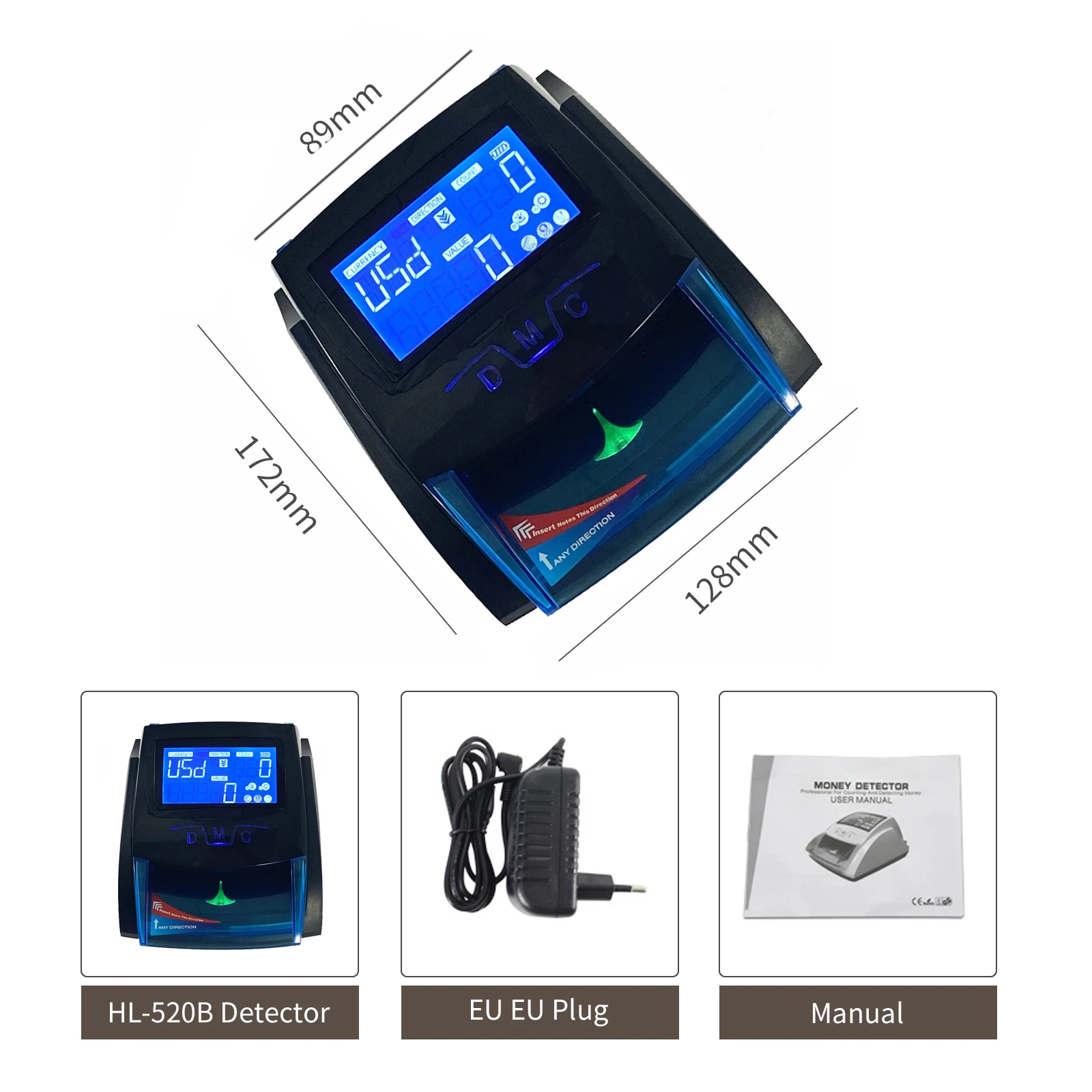 Mini Handy Banknote UV/MG Detecting Machine Fake Euro Notes Money Bill Detector For USD/EUR Cash Dinero Detector With Battery