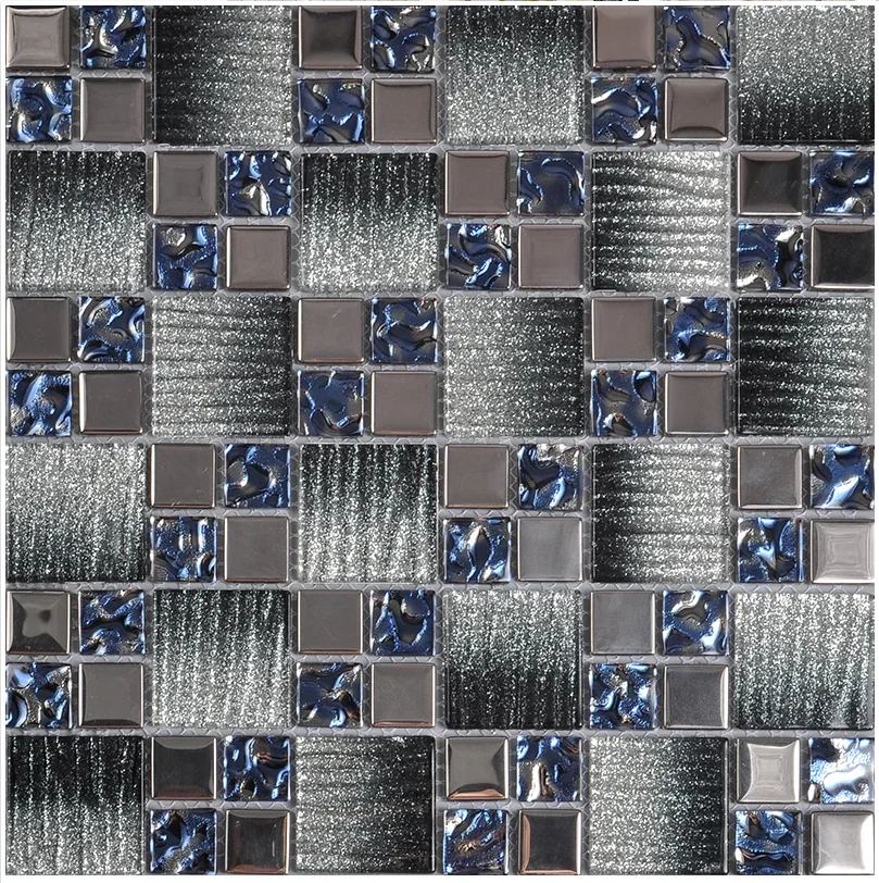 

2020 New Modern Grey Silver Glass Mosaic Tiles, DIY Kitchen Backsplash Living room wall brick decoration