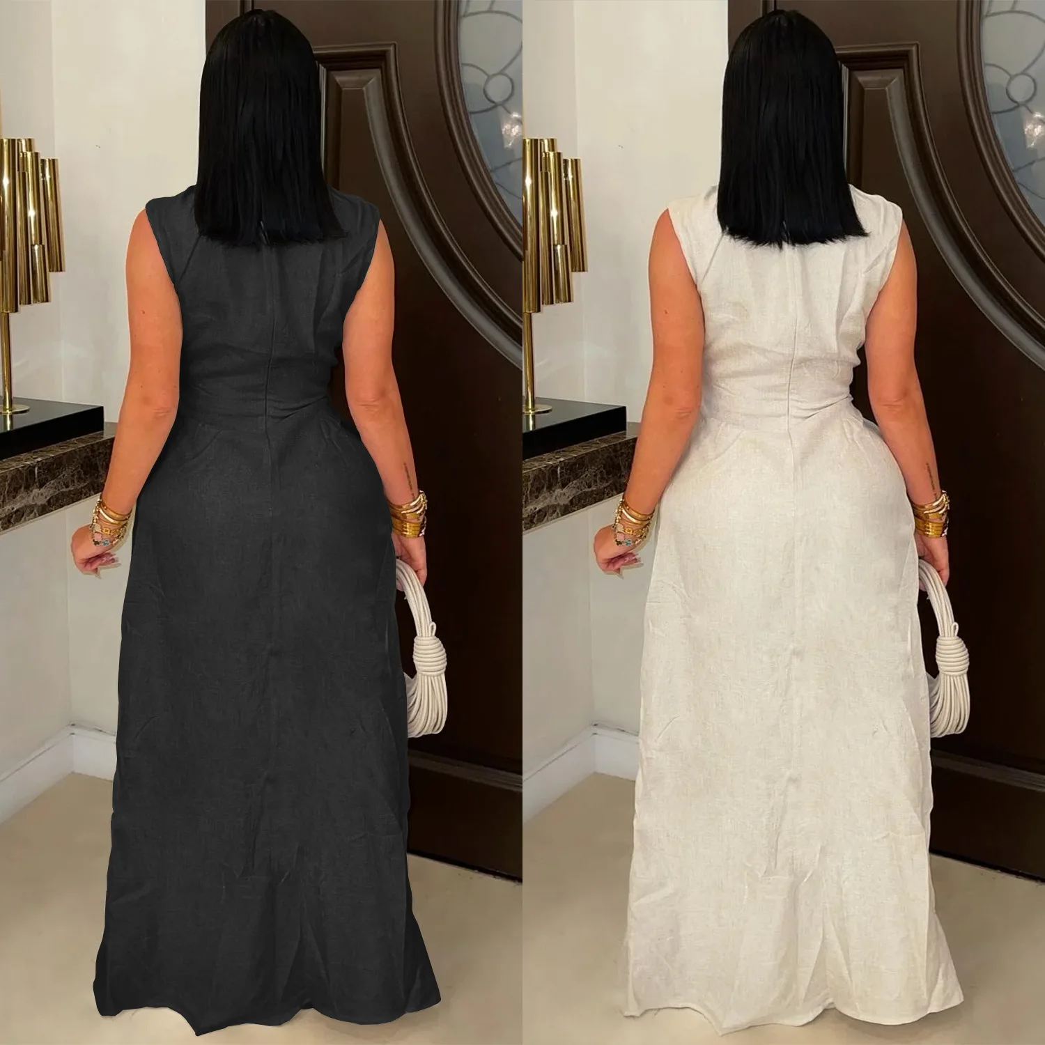 Broek Sets Vrouwen 2-delig Pak Sexy Top Wijde Pijpen Broek Outfits Vrouwelijke Zomer Streetwear Lace Up Tops Vloerlengte Ensemble