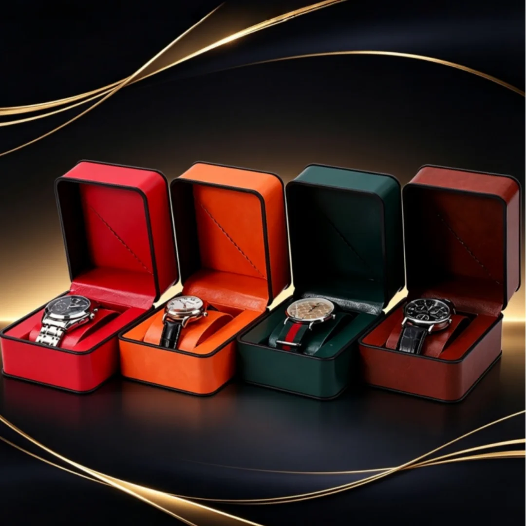 Black Green PU Leather Watch Display Storage Box Waterproof Packaging Gift Box Fits Swiss Automatic Machinery Japan Quartz Watch