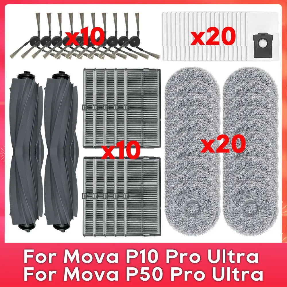 Fit For (MOVA P10 Pro Ultra, P50 Pro Ultra, Dreame X40 Ultra, L40 Ultra, X40 Pro, S30 Pro Ultra ) Brush Filter Mop Dust Bag Part