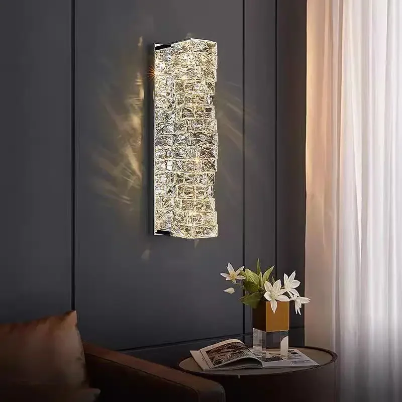 

Popular Nordic style Luxury Crystal Wall Lamp for Bedroom Living Room Stairway Hallway Modern Night Light