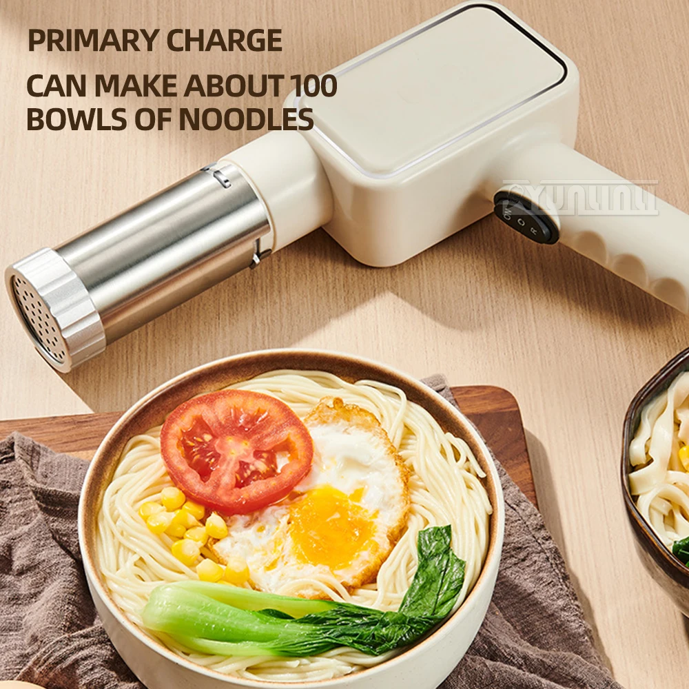 Portable Wireless Noodle Maker with 5 Different Stainless Steel Molds Fast Pressing Pasta Machine Kitchen Tool