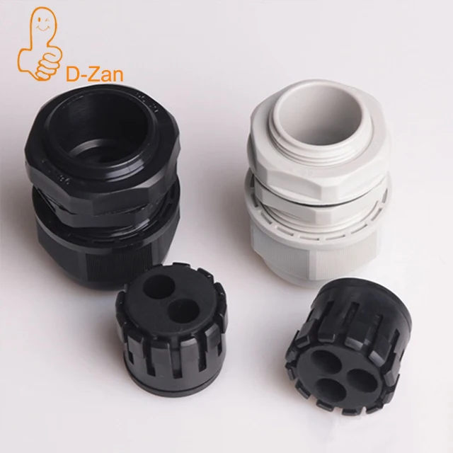 M40 Cable Gland 4 Holes Nylon Cable Glands Waterproof IP68 Adjustable Joint Locknut for 7-12mm Dia Wire