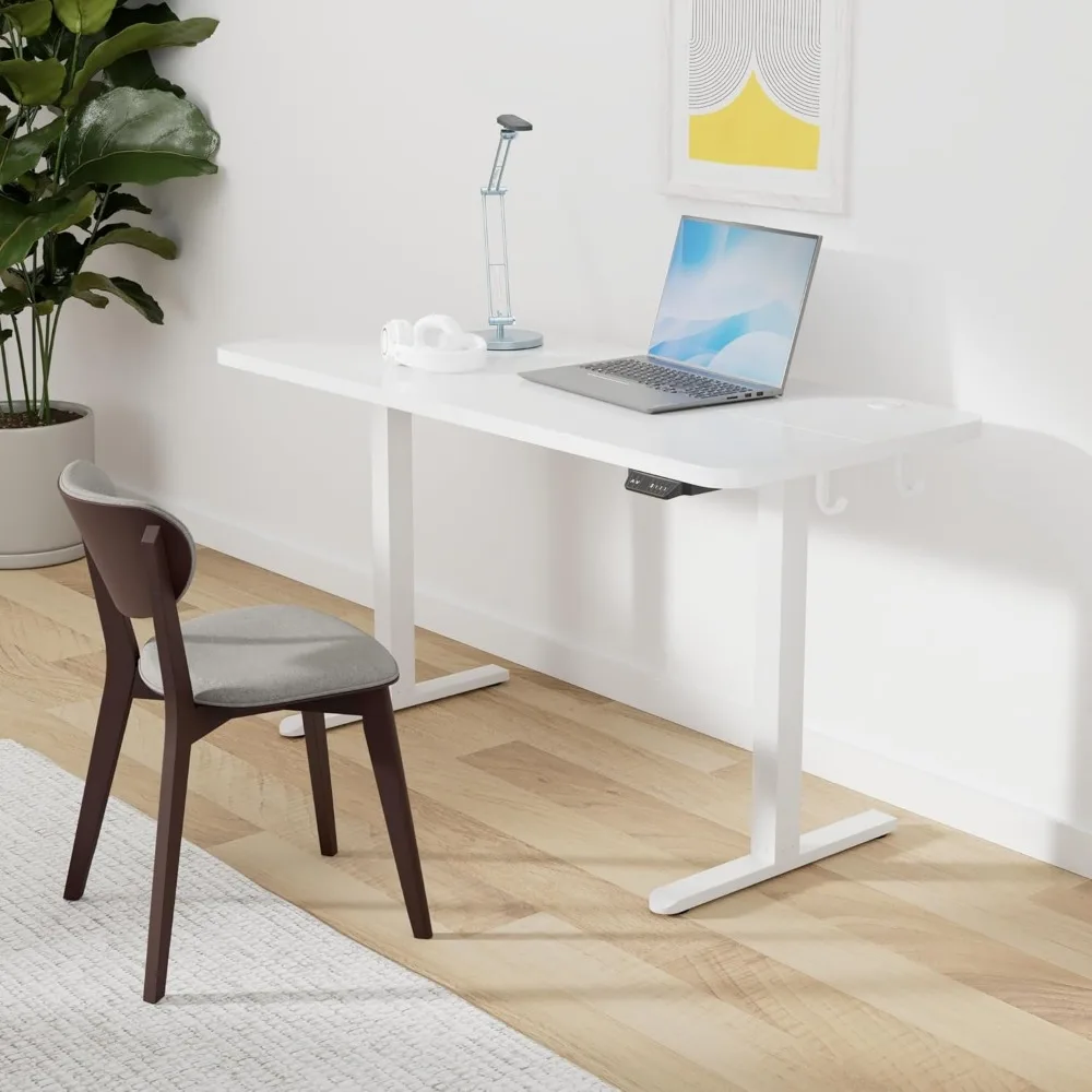 Electric Standing Desk, 55 x 24 Inches Height Adjustable Stand up Desk, Sit Stand Home Office Desk, Computer Desk,white