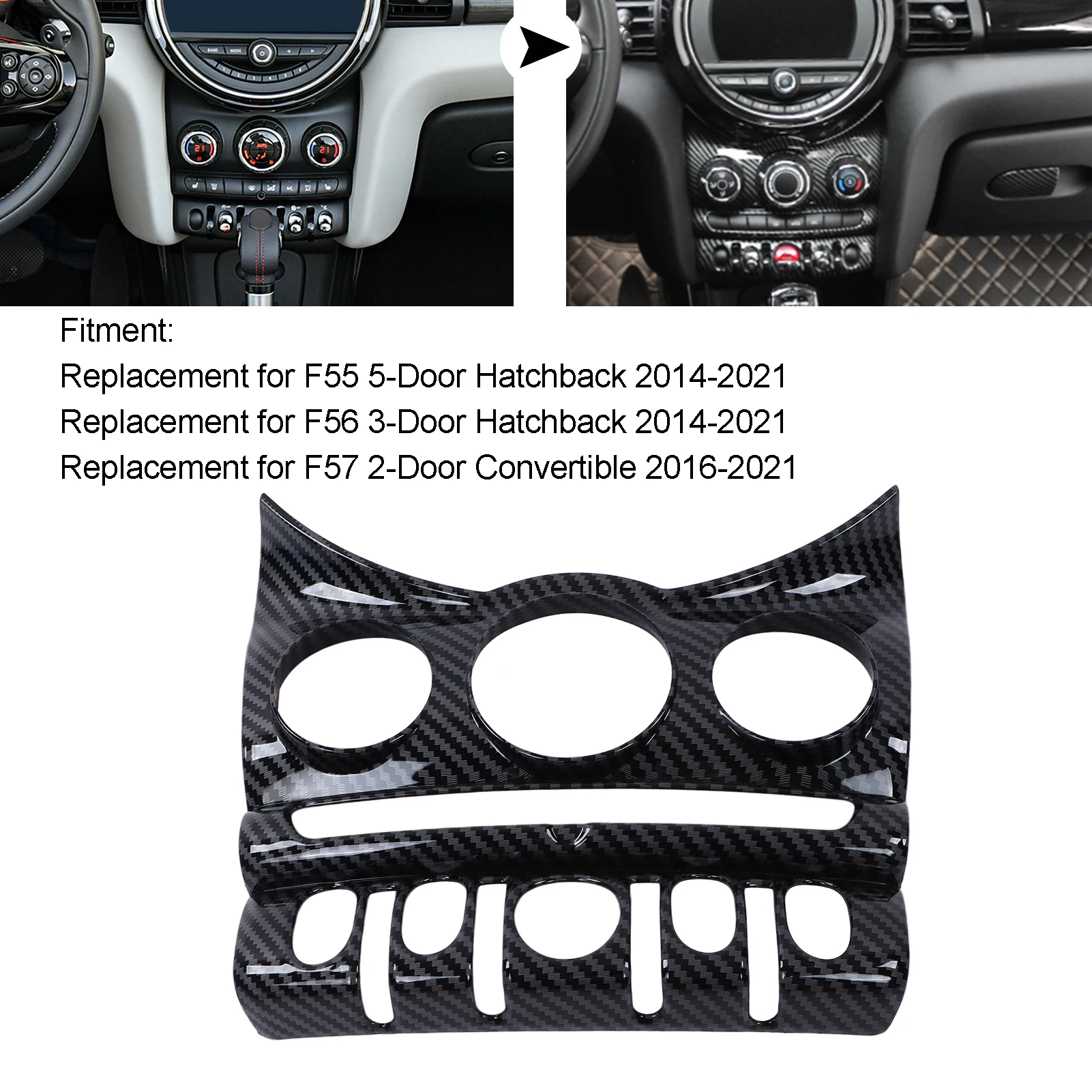 Car Air Conditioning CD Panel Cover Trims Frame 6.5in AC CD Panel Sticker Carbon Fiber For  F55 F56 F57 2014-2021