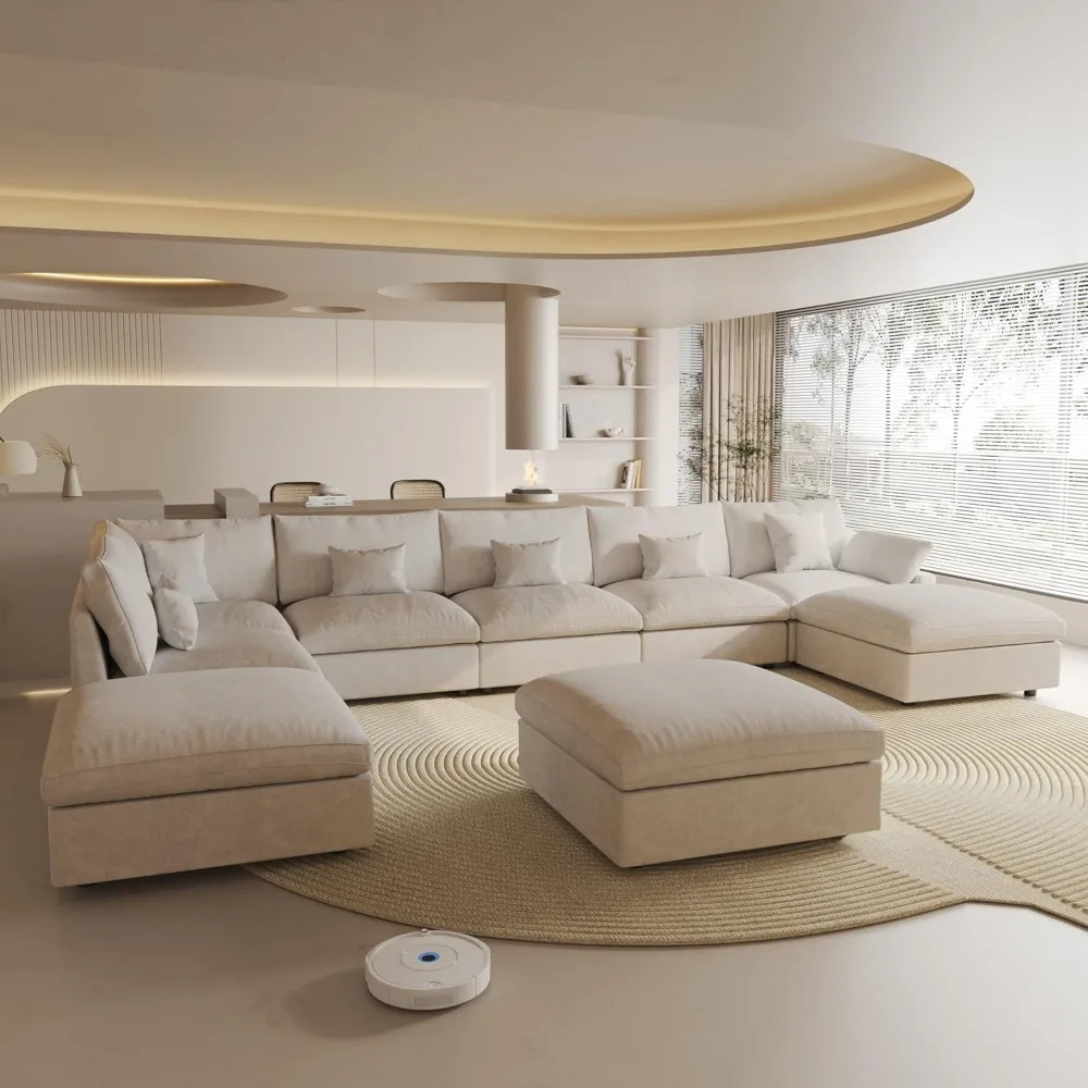 

Cloud Modular Sectional Sofa with Ottoman,192 Sectional Sofa Bed Sleeper Couch for Living Room,Convertible Couch Deep Seat