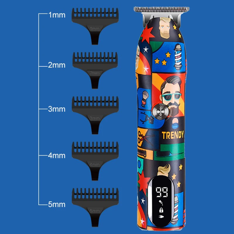 Profesjonalna fryzjerska maszynka do strzyżenia włosów akumulatorowa Graffiti elektryczna maszyna do cięcia wykończenia trymer do brody golarka akumulatorowa
