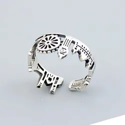 Personalized Castle Bridge Clock Tower Sky City Open Ring Trendy Air Garden Castle Adjustable Rings forWomen серебряное кольцо