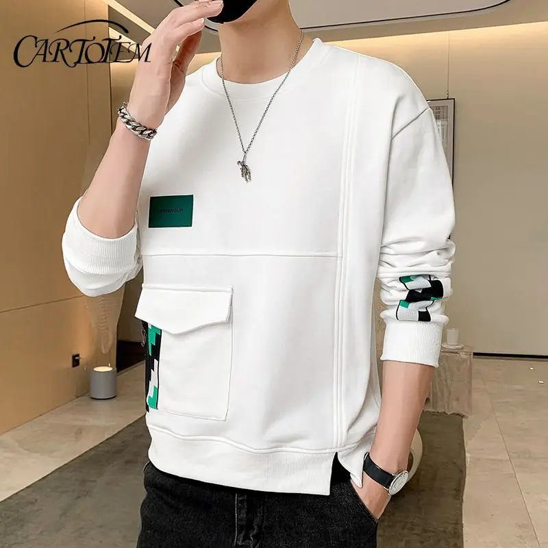 

Толстовка, искусственный свитшот из двух предметов, мужской весенне-осенний новый красивый пуловер в ленивом стиле, корейская версия, карманный топ