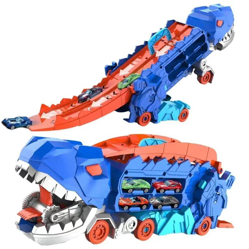 

New product folding dinosaur Transporter Car Toys competitive game roll to eat & store die-cast cars