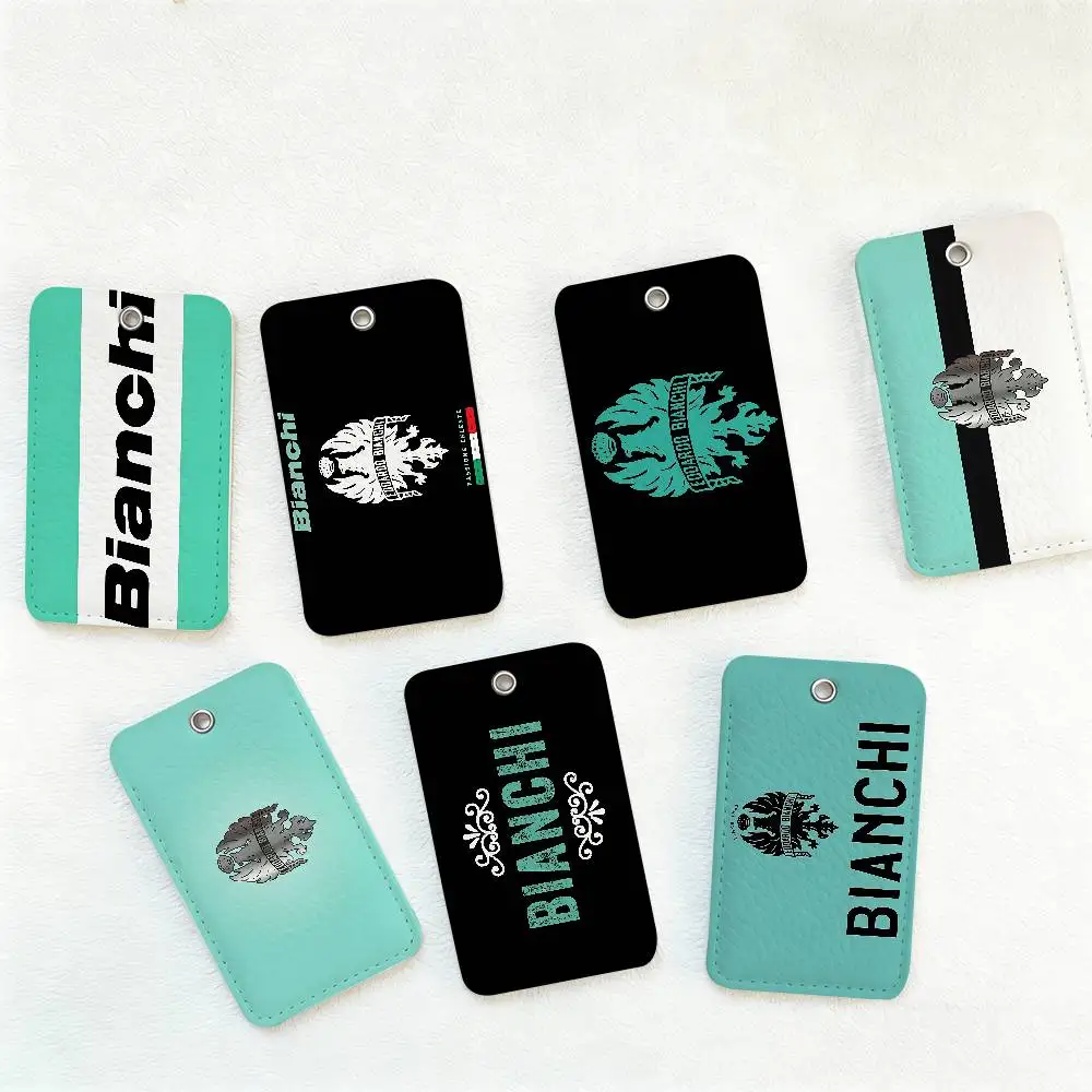 Portatarjetas de acceso de PU estilo logotipo de bicicleta B-Bianchi con llavero - Protección ejecutiva para tarjetas bancarias, tarjetas de metro y autobús