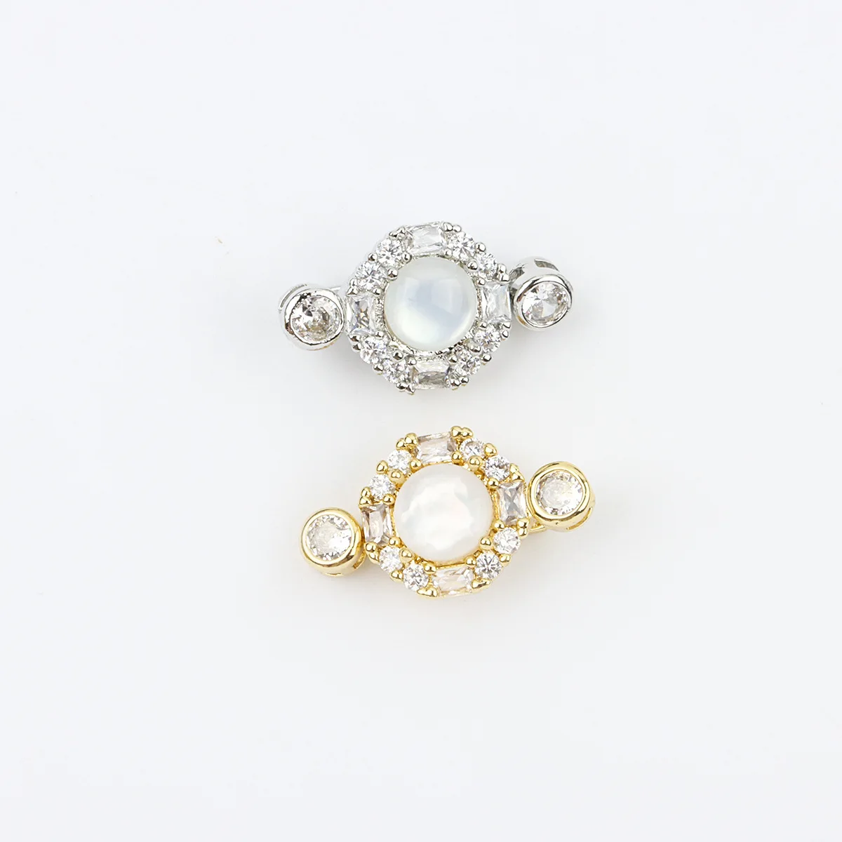 1 Pcs Micro-inlaid White Shell Ingot Plug-in Buckle DIY Bracelet Necklace Connecting Buckle Accessories Jewelry Making Materials