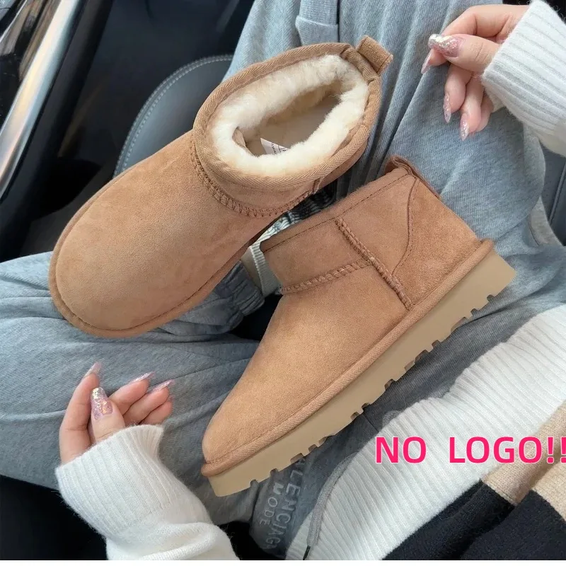 Classic Mini Genuine Sheepskin Snow Boots Chestnut Warm Casual Women's Platform NO-LOGO Wool Boot