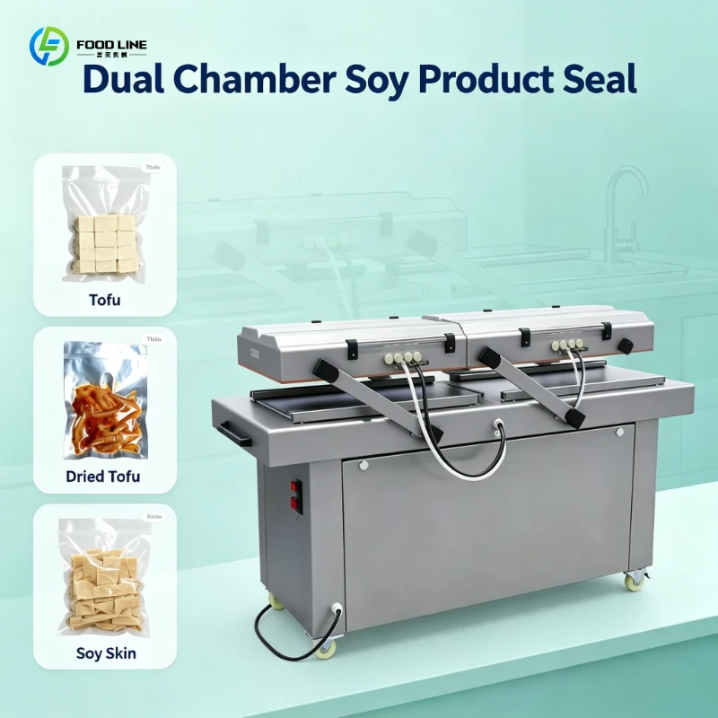 Double Chamber Vacuum Sealer Stainless Steel Packing Device with Customizable Chamber for Shrimp Squid Oyster Dried Fish Seafood