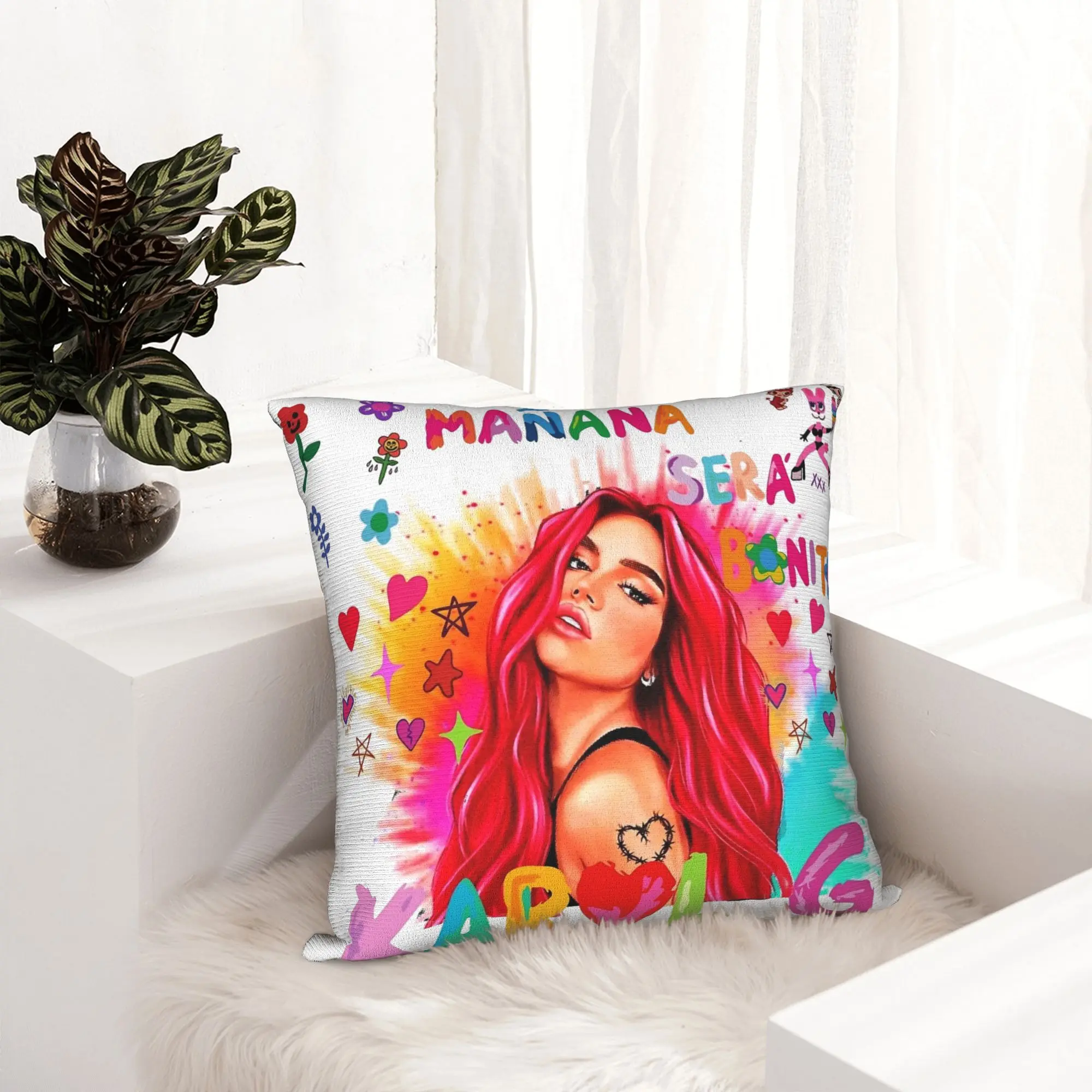 Karol G Bichota Music Singer Pillowcase Printed Polyester Cushion Cover Decoration  Pillow Case Cover Home Zippered 45X45cm