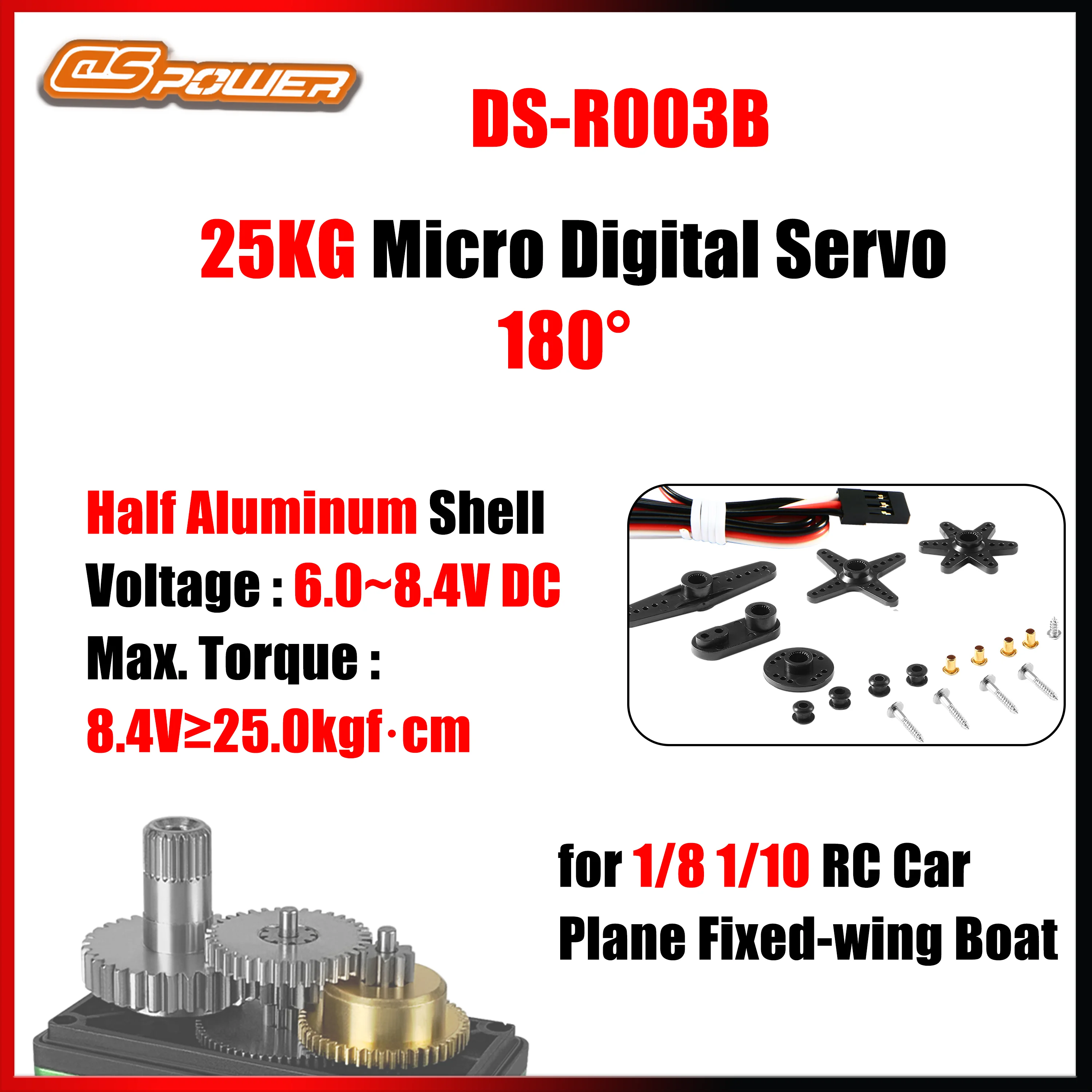 DSpower 25KG Metal Gear Digital Standard Servo High Performance 6.0~8.4V for 1/8 1/10 RC Car Robot Boat Helicopter Toy Parts