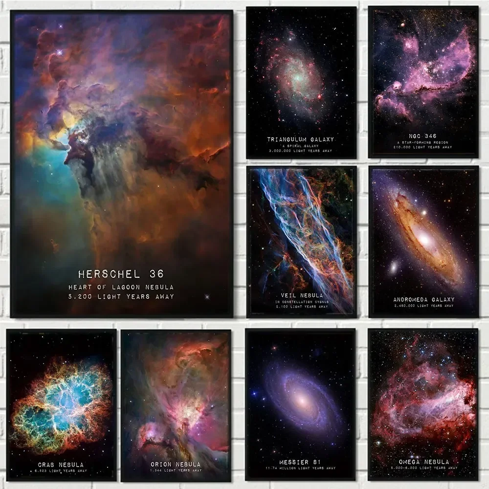 Canvas Painting on The Wall Art Picture Cosmic Galaxy Coordinates Space View Posters and Print Modern for Living Room Decor