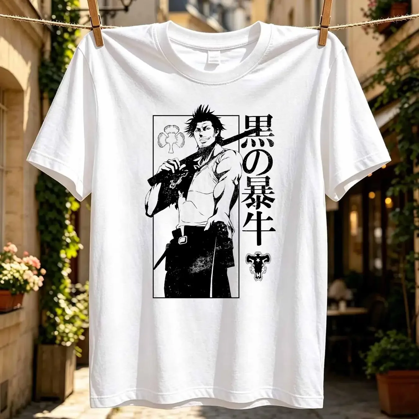 washed T Shirt Black Clover Mens Yami Sukehiro White Stance Image long or short sleeves vintage Washed Soft Stylish homme
