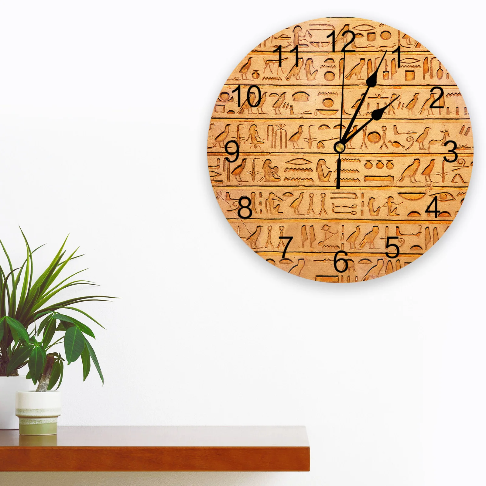 Stone Wall Prehistoric Civilization Lines Large Wall Clock Dinning Restaurant Cafe Decor Round Wall Clocks Home Decoration