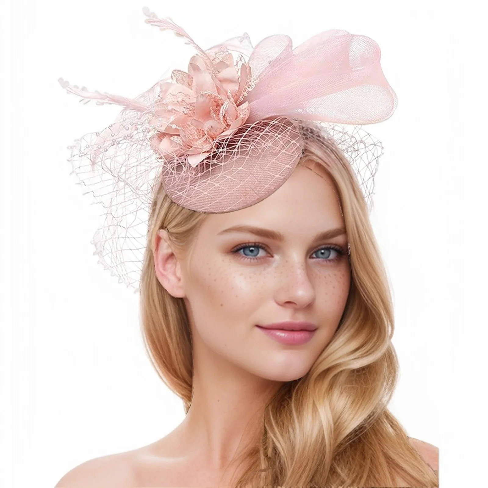 Veil Fascinators Tea Party Headband Hat Flower Mesh Ribbons Feathers Hair Clip For Wedding Cocktail Headband Accessories