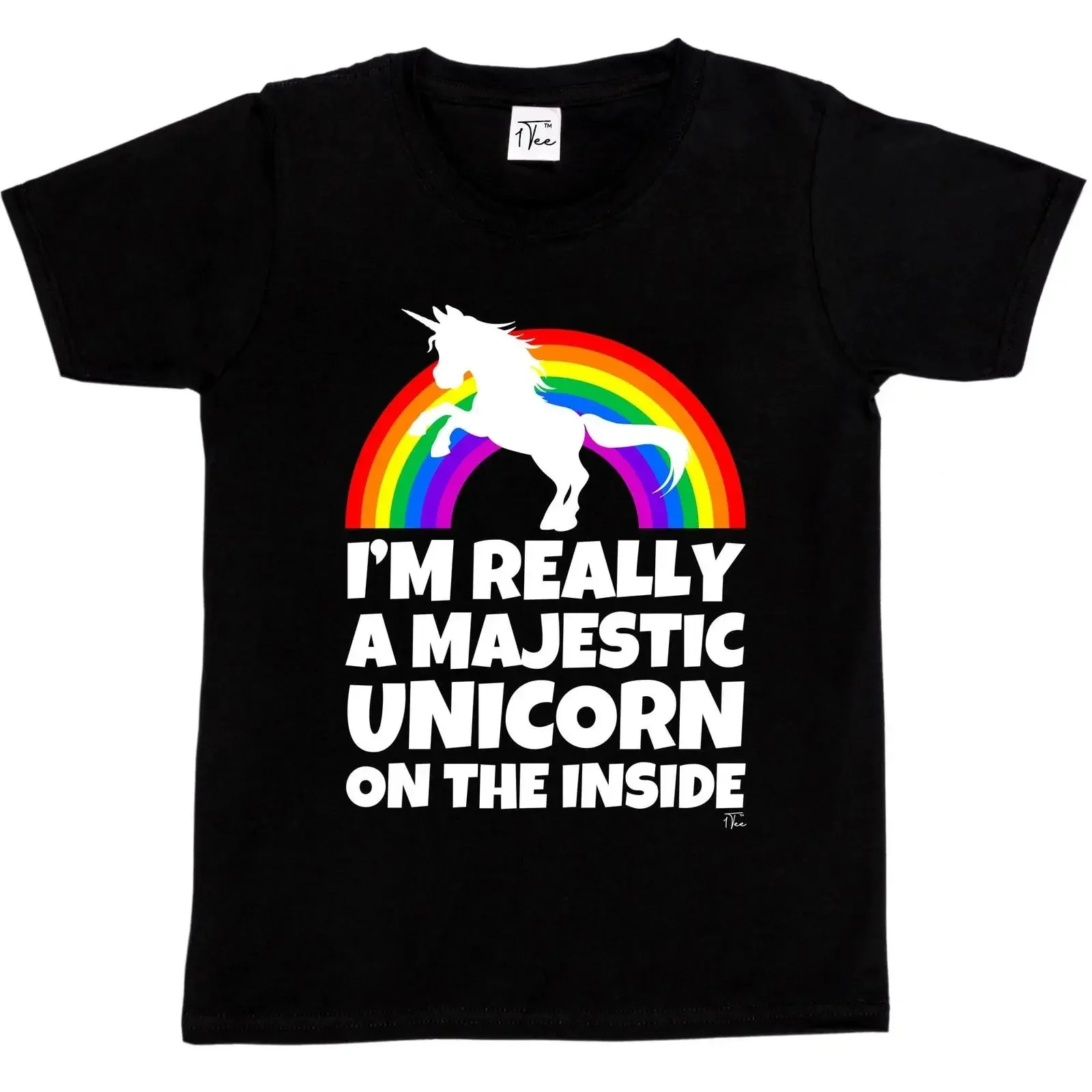 1 T Shirt Kinder M?dchen I'm Really A Majestic Unicorn On The Inside vintage Washed streetwear Stylish graphic Casual Unisex