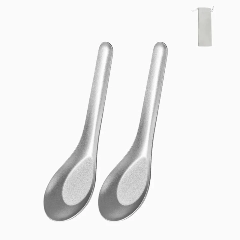 Titanium Spoon Ergonomic, Lightweight, Anti-Bacterial, Stackable Outdoor Camping Soup & Dining Spoon, Ideal for Hiking, Travel,