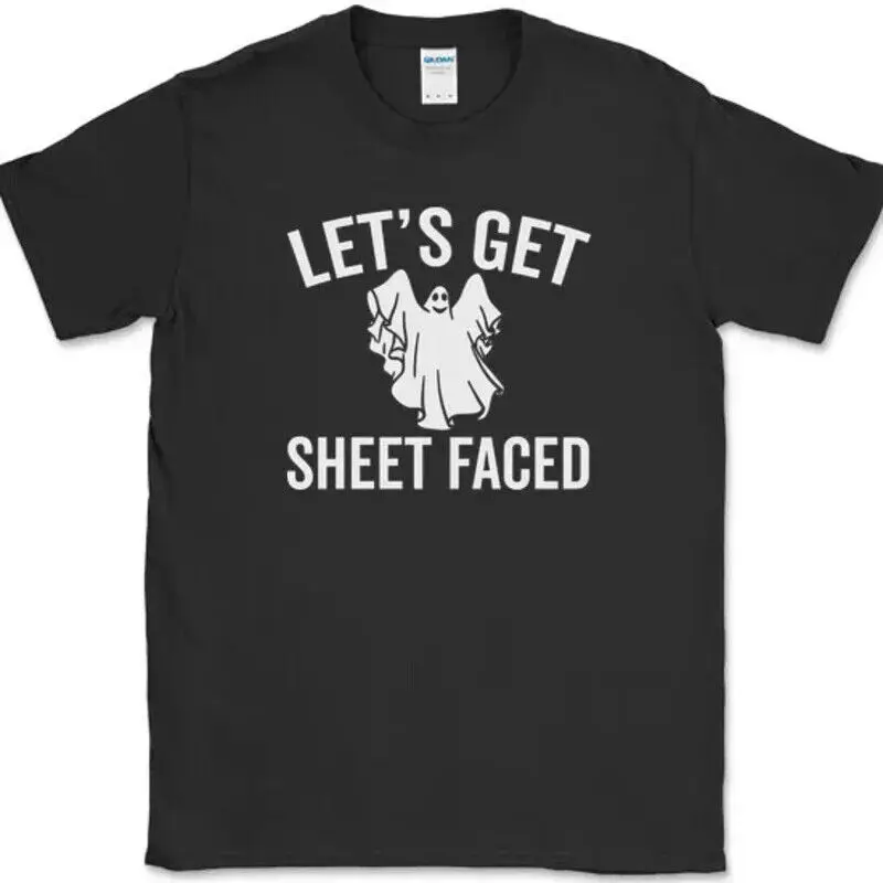 Let's Get Sheet Faced T-Shirt Funny Halloween Ghost Tee