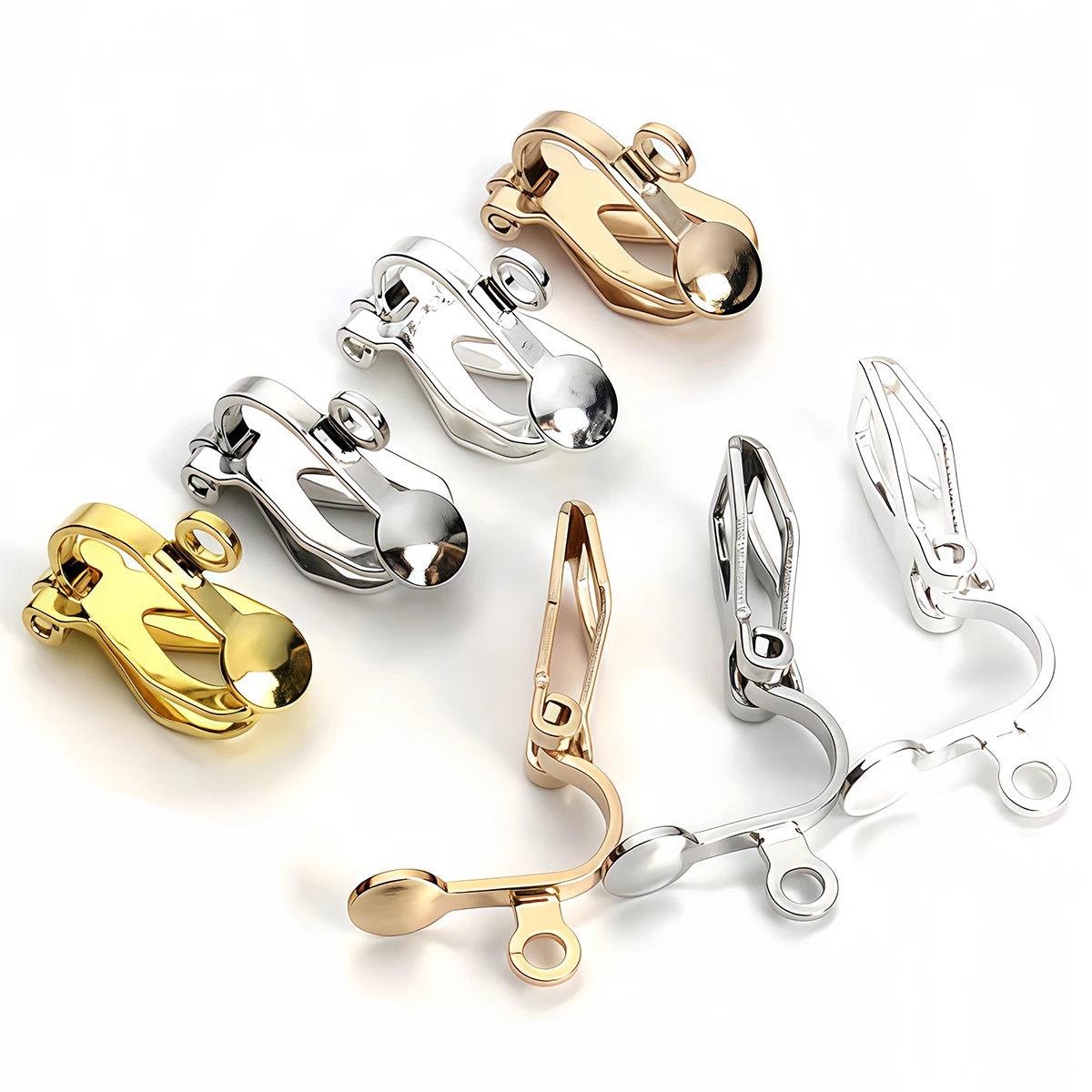 10-30Pcs Copper Ear Clips Without Piercing Earrings Blank Base Setting for DIY Ear Clip on Converter Jewelry Making Supplies