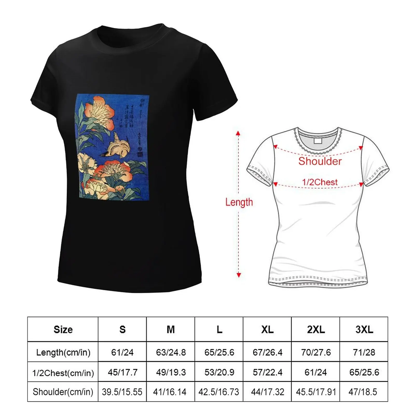 Flowers' by Katsushika Hokusai (Reproduction) T-Shirt hippie clothes anime clothes tops for Women