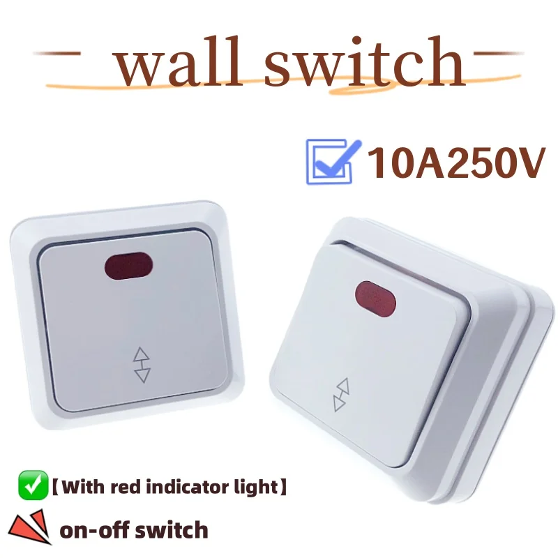 Wall Switch 10A Eu 1Gang 1 Way Installed directly Push Button Switch Wall Light Switch PC Frame Panel On/Off Lamp controller