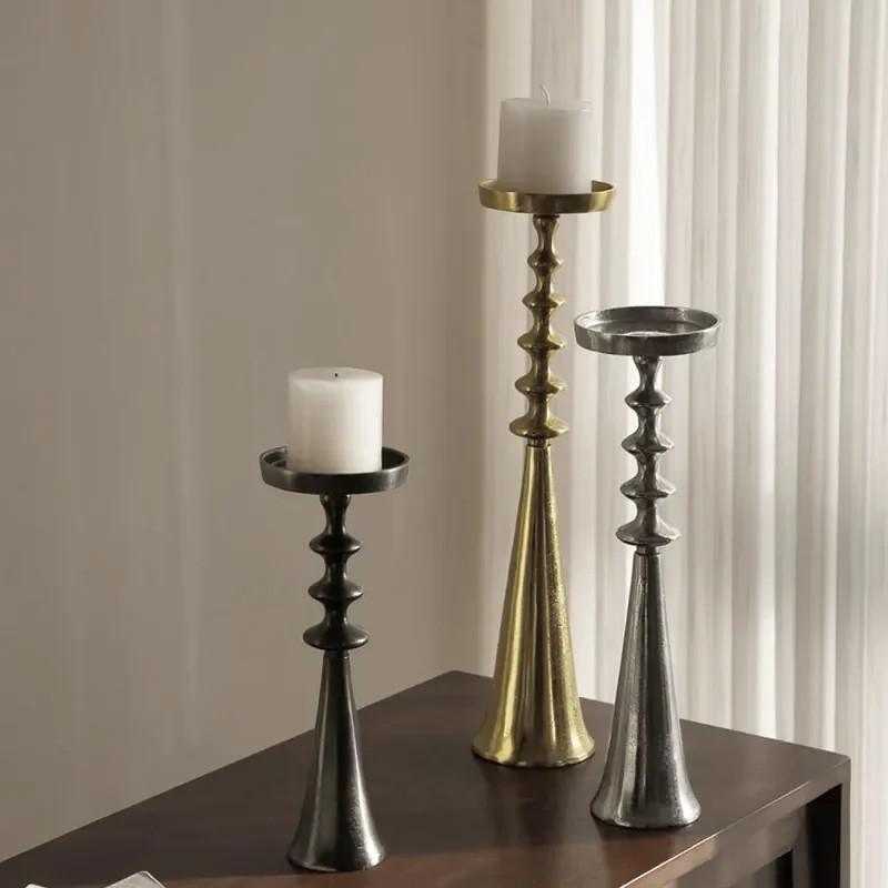 Modern Metal Tall Candlestick Holder Retro Luxury Home Decor for Living Room Entrance Table Ornament High End Desktop