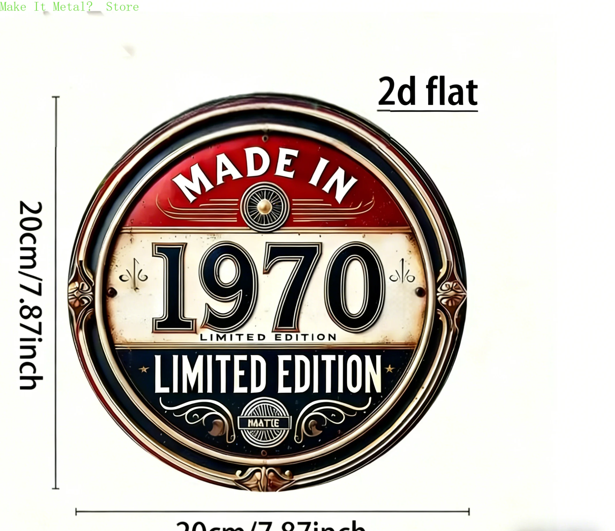 Vintage-Schild aus Metall, hergestellt im Jahr 1970, limitierte Auflage, rundes Metallschild, Retro-Gedenk-Aluminium-Wandkunst zum 54. Geburtstag, rustikale Heimdekoration, U