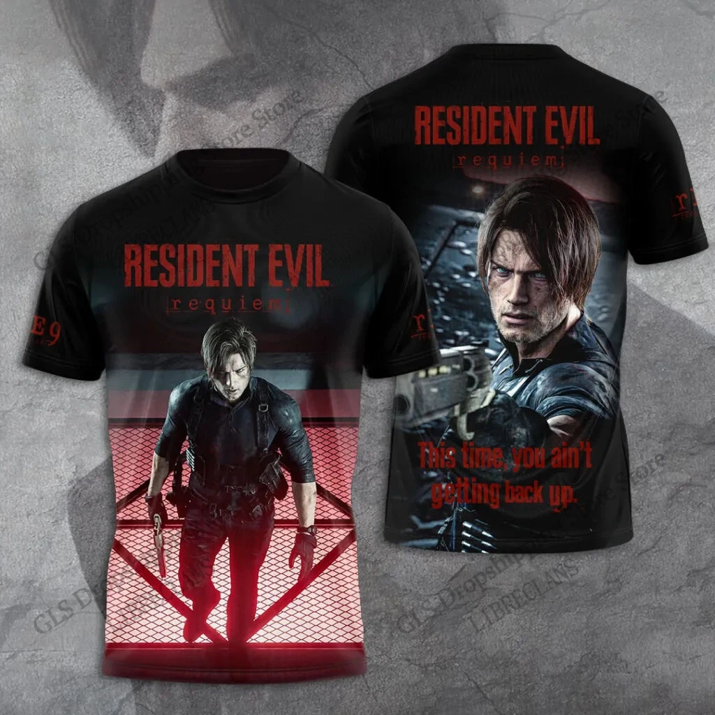 Sommer Neu Vintage Resident Evil 3D-Druck T-Shirt Herren Damen Mode Hip Hop Übergröße Streetwear Kurzarm Tops Tees Kinder – Detail 10