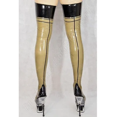 100%Latex Rubber Fashion Coffee Stocking Sock Feet Foot Size XXS~XXL