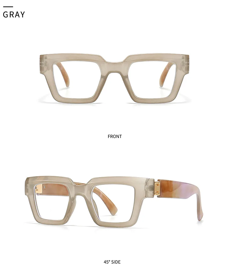 Marke Design Retro Lesebrille für Mann und Frauen Mode Luxus Beine Große Größe Quadratische Presbyopie Brillen Dioptrien 0 bis + 6,0 – Detail 9