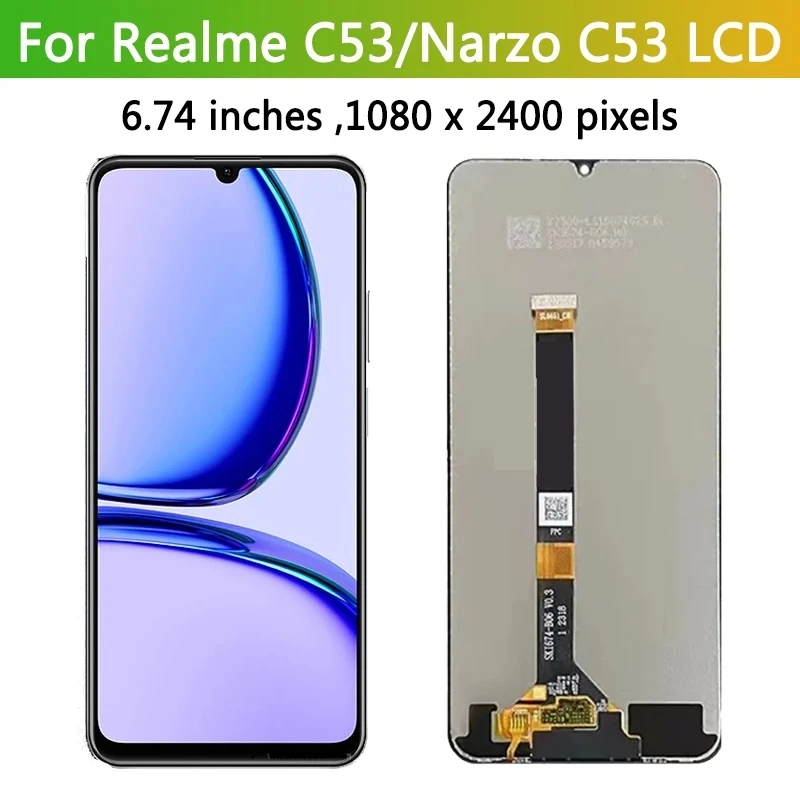 

6.74‘’Original For Oppo Realme Narzo N53 RMX3761 LCD Touch Screen Digitizer Replacement For Realme C53 LCD RMX3760 Display