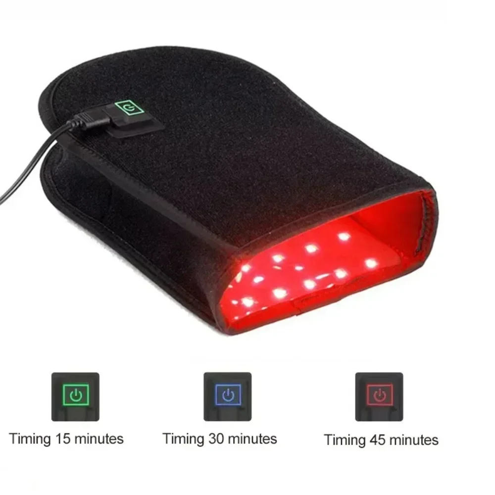 Terapia de luz roja e infrarroja, dispositivo LED de doble cara para alivio del dolor de manos, guante de manopla infrarrojo cercano para artritis,