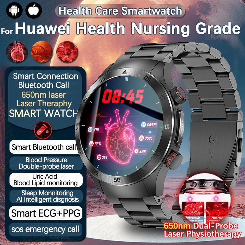 

2025Для Huawei Health Лазерная терапия Смарт-часы Мужчины ЭКГПГ Артериальное давление Мочевая кислота Липид Bluetooth Вызов Здравоохранение Смарт-часы