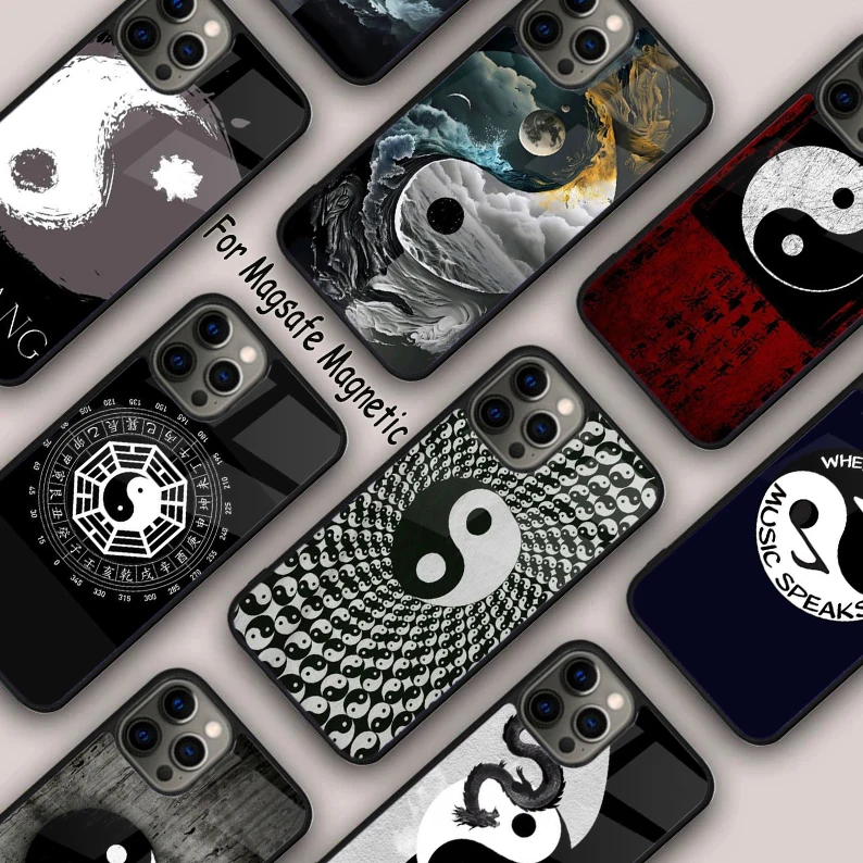 Eight Diagrams Taiji Yin Yang Magnetic Phone Case For APPLE iPhone 16 14 13 12 11 Pro Max 15 Plus Wireless Charge MagSafe Cover