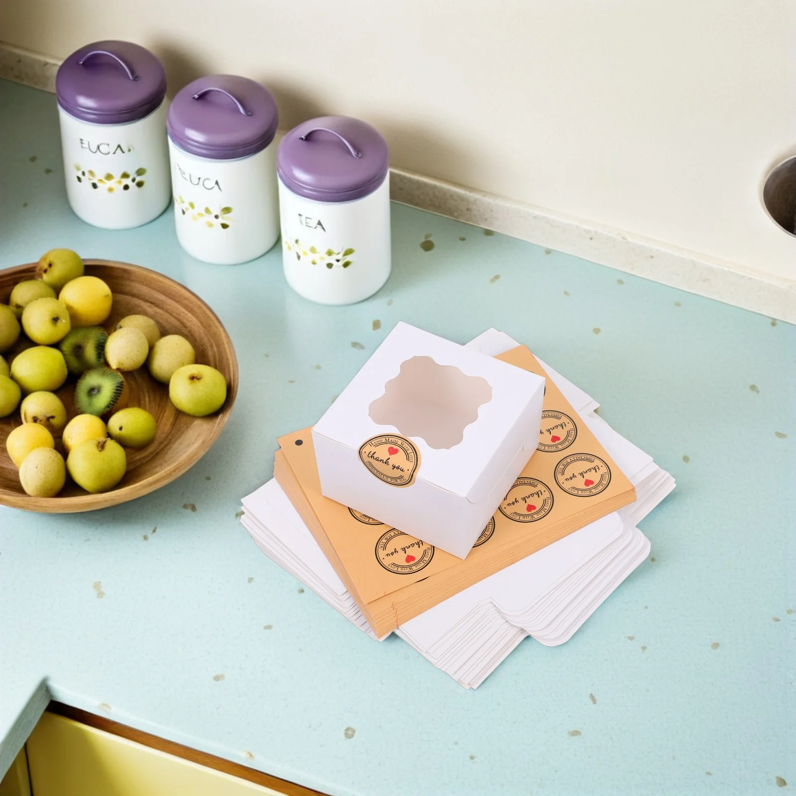 

20Pcs Macaron Cookie Boxes White Paper Boxes 10.2x10.2x6.4cm Clear Window Pastry Dessert Takeout Storage Birthday Cake Box