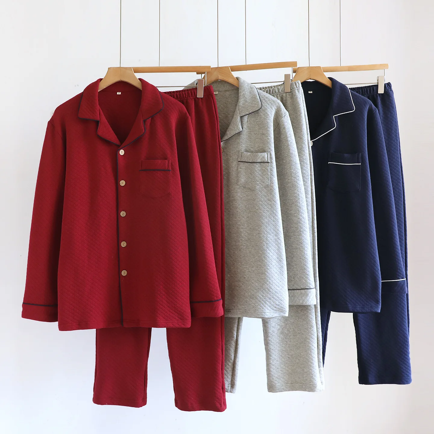 

Air Cotton Male Sleepwear Autumn Winter Night Clothing Long Sleeve Men's Pajamas Set Home Wear Nighty Set Pijama Men Pyjama