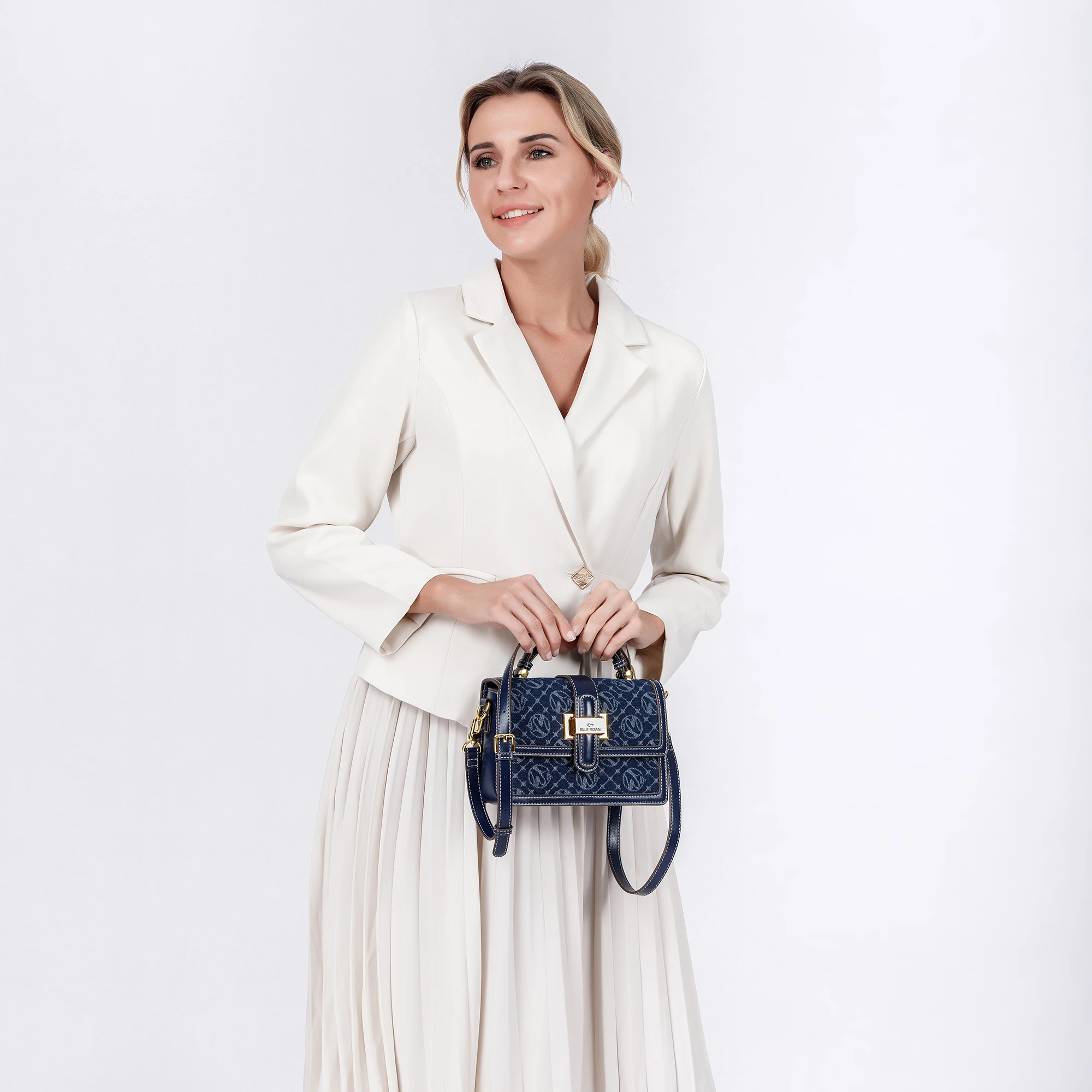 Fashionable Retro Blue Color New Elegant Women Handbag Shoulder Satchel Bag Ladies Commuter Bag